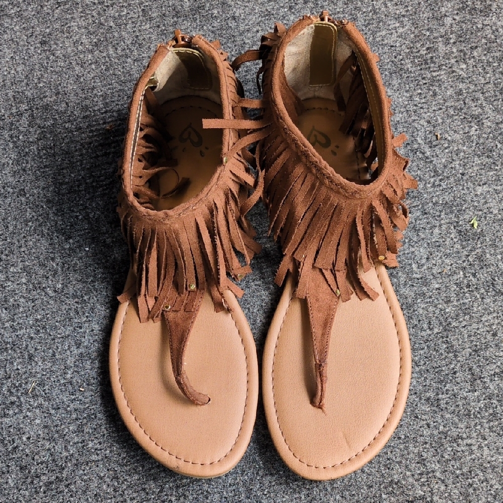 Justice Brown Fringe Sandals